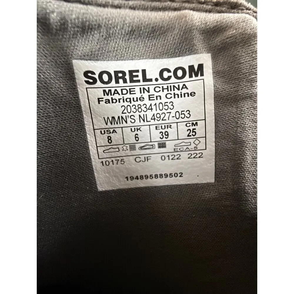 Sorel Evie Zip Bootie‎ Wedge Womens 8 Waterproof Grey Leather Quarry Sea Salt